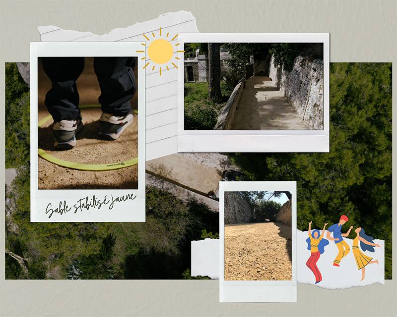 terrain de pétanque en sable stabilisé jaune à Paris